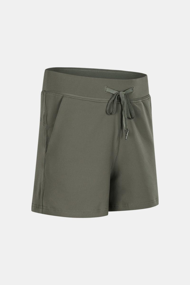 Drawstring Waist Yoga Shorts - 808Lush