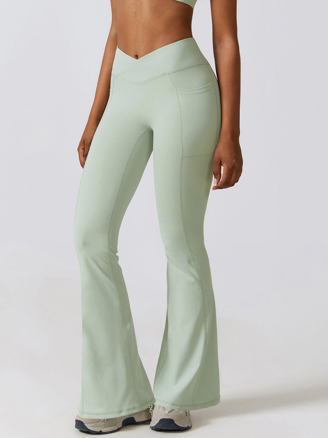 Flare Leg Active Pants with Pockets - 808Lush