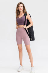 Wide Waistband Sports Shorts with Pockets - 808Lush