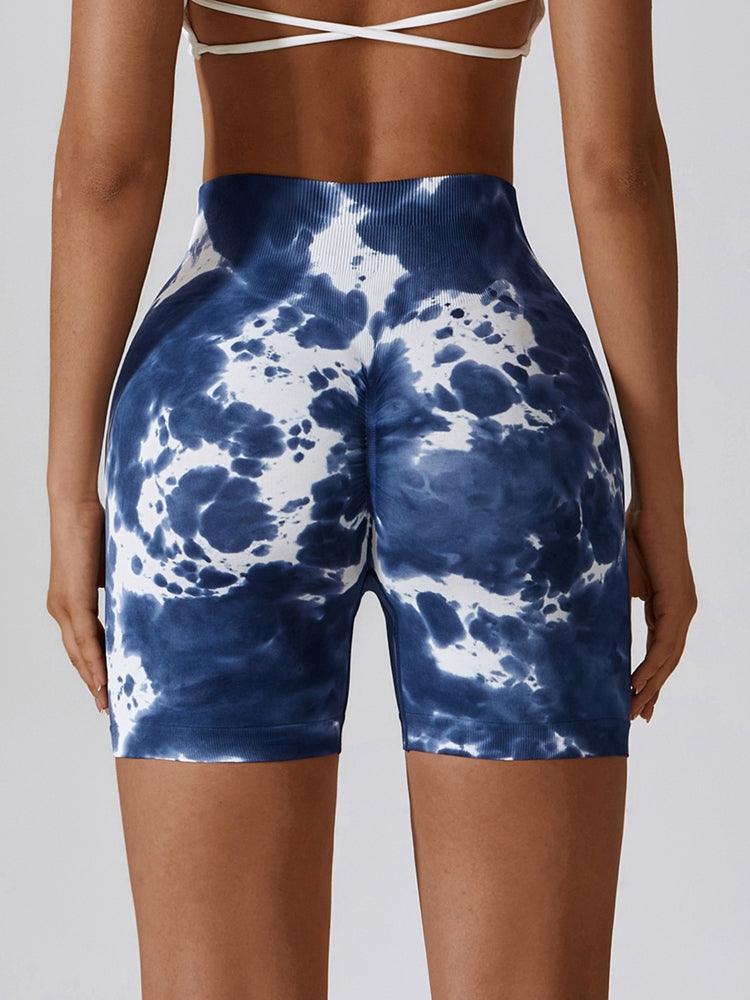 Tie Dye Wide Waistband Slim Fit Sports Shorts - 808Lush