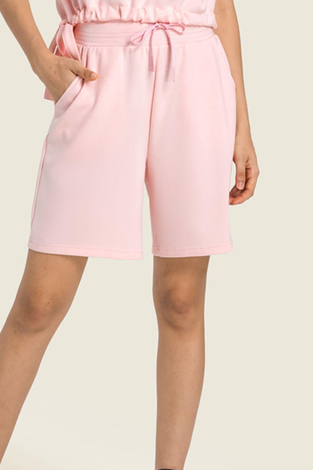 Drawstring Elastic Waist Sports Bermuda Shorts - 808Lush