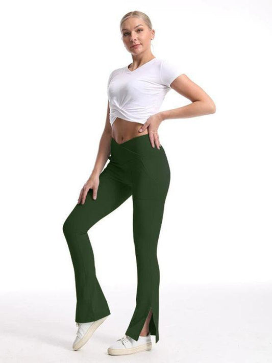 Slit Micro High Waist Elastic Hip Lifting Abdomen Dance Casual Sports Trousers - 808Lush