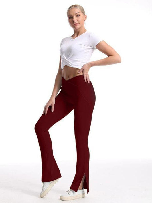 Slit Micro High Waist Elastic Hip Lifting Abdomen Dance Casual Sports Trousers - 808Lush