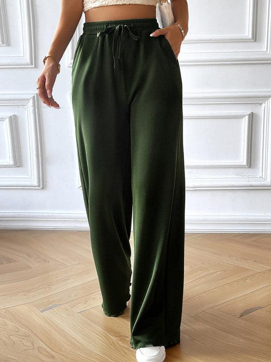 Fashion women's loose casual solid color wide leg trousers - 808Lush