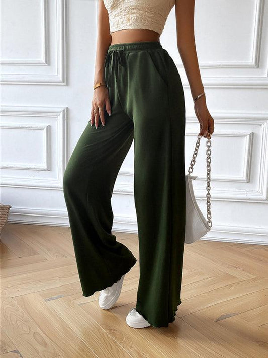 Fashion women's loose casual solid color wide leg trousers - 808Lush