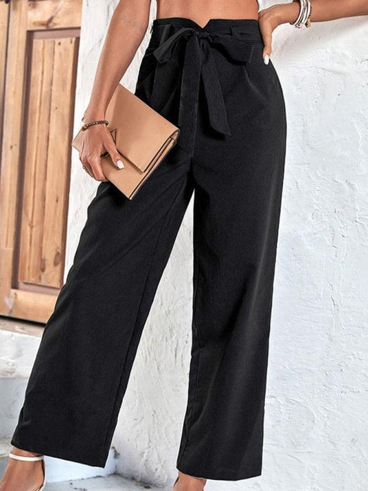 Women's style black cropped casual pants - 808Lush