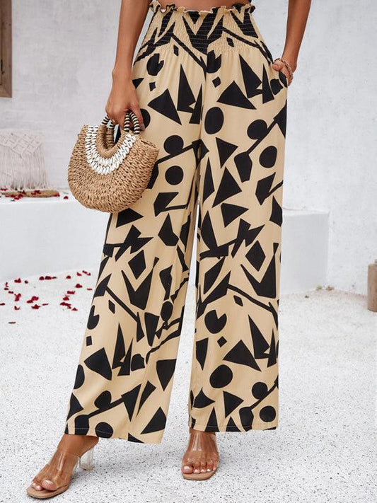 Women's elegant geometric print loose trousers - 808Lush