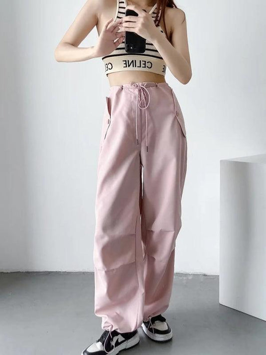 Large pockets, sporty, fashionable, loose wide-leg pants overalls - 808Lush