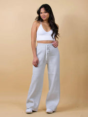 casual drawstring loose lace straight women's trousers - 808Lush