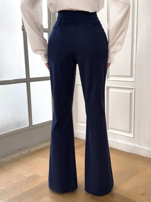 Women's elegant slim fit flared trousers - 808Lush