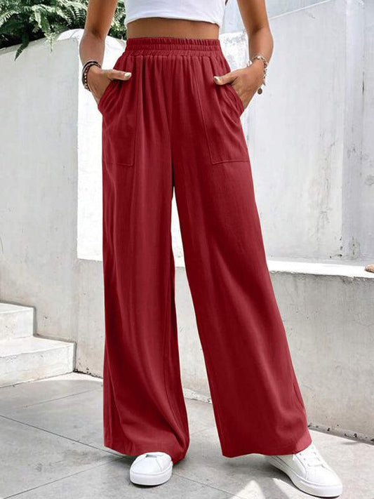 women's mid-waist straight pants, loose sports pocket casual trousers - 808Lush