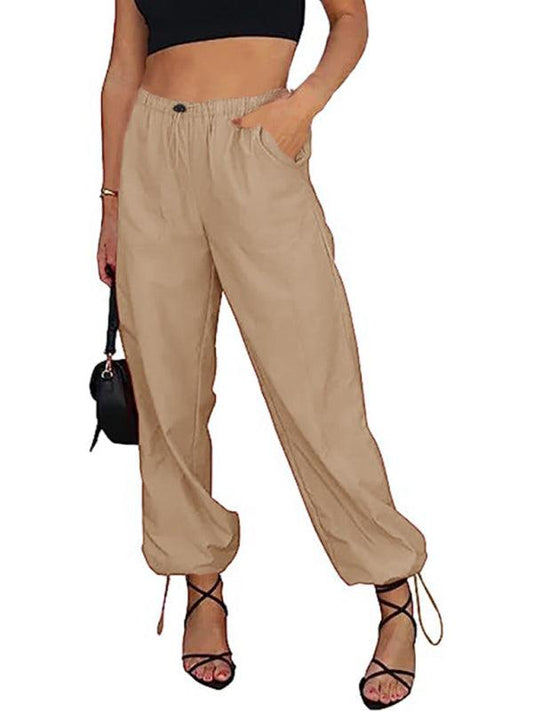 Women's Pants Casual Solid Color Pocket Elastic Waist Jogging Hip Hop Dance Pants - 808Lush