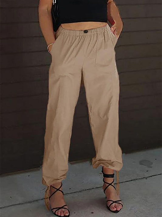 Women's Pants Casual Solid Color Pocket Elastic Waist Jogging Hip Hop Dance Pants - 808Lush