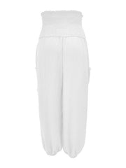 women's elastic high waist wide leg casual trousers - 808Lush