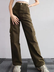 Versatile casual pants, mid-rise three-dimensional pocket trousers, waist-cinching overalls - 808Lush