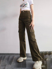 Versatile casual pants, mid-rise three-dimensional pocket trousers, waist-cinching overalls - 808Lush