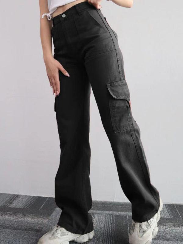 Versatile casual pants, mid-rise three-dimensional pocket trousers, waist-cinching overalls - 808Lush