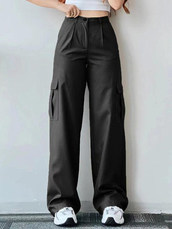 Versatile casual pants, mid-rise three-dimensional pocket trousers, waist-cinching overalls - 808Lush