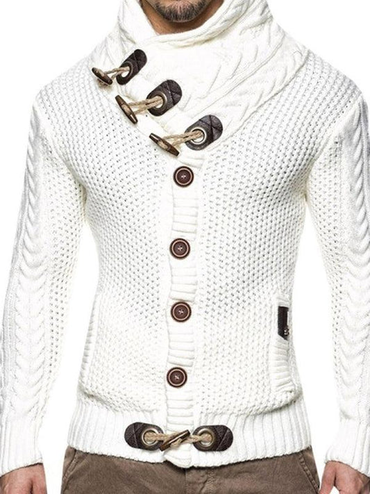 men's knitted jacket turtleneck button sweater - 808Lush