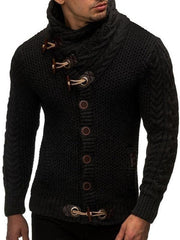 men's knitted jacket turtleneck button sweater - 808Lush