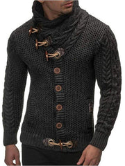 men's knitted jacket turtleneck button sweater - 808Lush