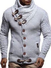 men's knitted jacket turtleneck button sweater - 808Lush