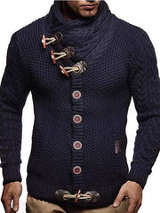 men's knitted jacket turtleneck button sweater - 808Lush