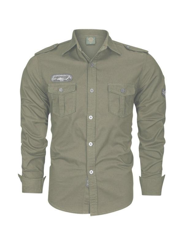 men's military style cotton long sleeve shirt - 808Lush