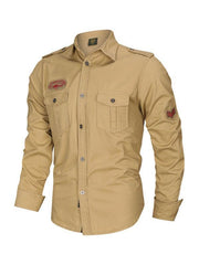 men's military style cotton long sleeve shirt - 808Lush