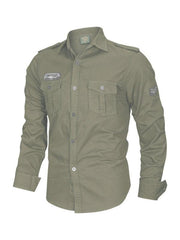 men's military style cotton long sleeve shirt - 808Lush