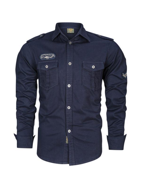 men's military style cotton long sleeve shirt - 808Lush