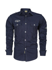 men's military style cotton long sleeve shirt - 808Lush