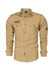 men's military style cotton long sleeve shirt - 808Lush