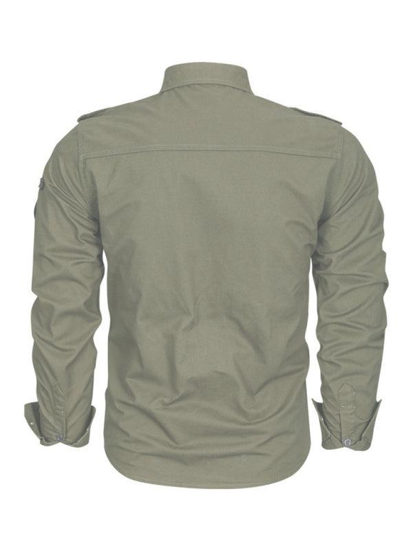 men's military style cotton long sleeve shirt - 808Lush