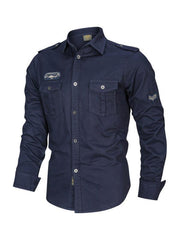 men's military style cotton long sleeve shirt - 808Lush