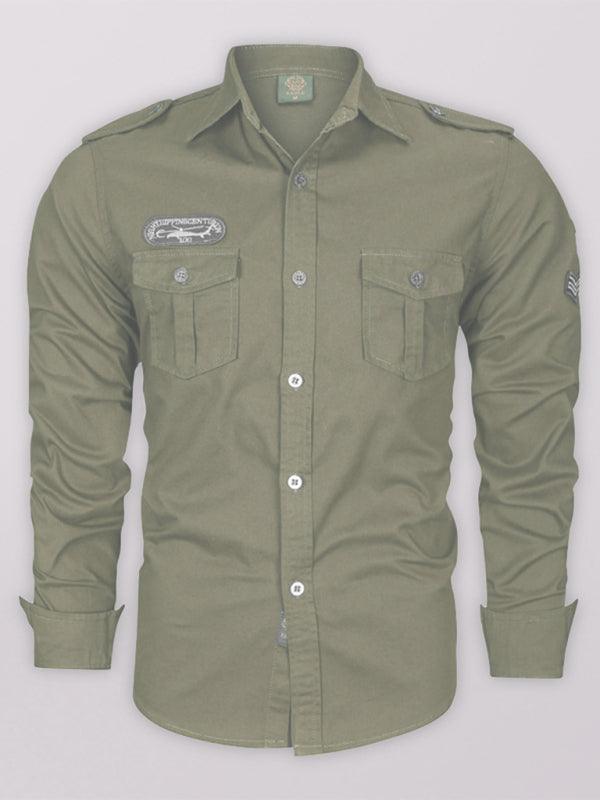 men's military style cotton long sleeve shirt - 808Lush