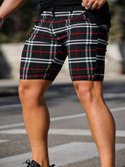 men's skinny plaid plus size casual shorts - 808Lush