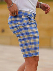 men's skinny plaid plus size casual shorts - 808Lush