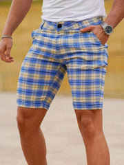 men's skinny plaid plus size casual shorts - 808Lush