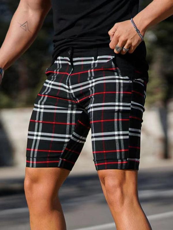 men's skinny plaid plus size casual shorts - 808Lush