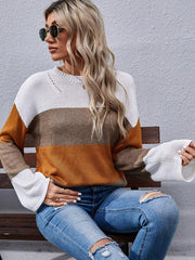 women's autumn and winter loose stitching long sleeve sweater - 808Lush