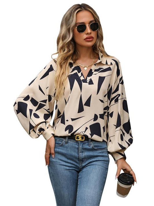 women's autumn winter long sleeve printed shirt - 808Lush