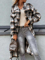 women's casual long plaid jacket - 808Lush