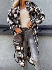 women's casual long plaid jacket - 808Lush