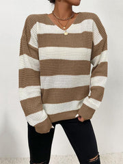 women's casual thin long sleeve striped sweater - 808Lush