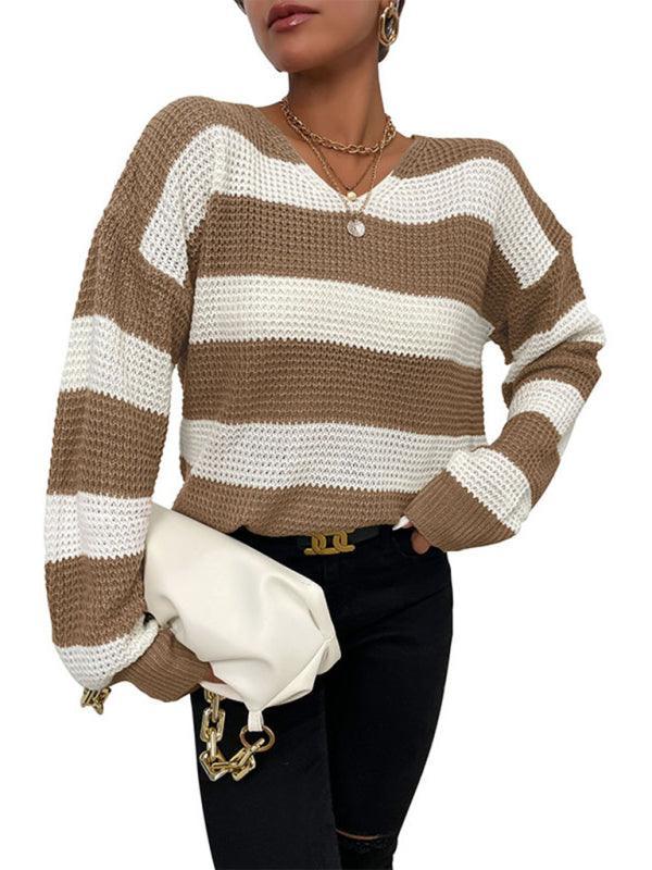 women's casual thin long sleeve striped sweater - 808Lush