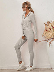 women's hooded cardigan long sleeve zipper casual suit - 808Lush