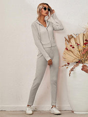 women's hooded cardigan long sleeve zipper casual suit - 808Lush