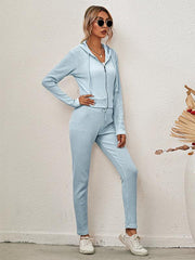 women's hooded cardigan long sleeve zipper casual suit - 808Lush