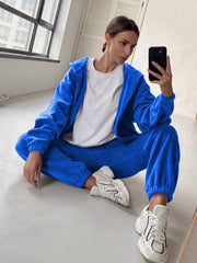 women's hooded sweatshirt sports casual suit two piece set - 808Lush